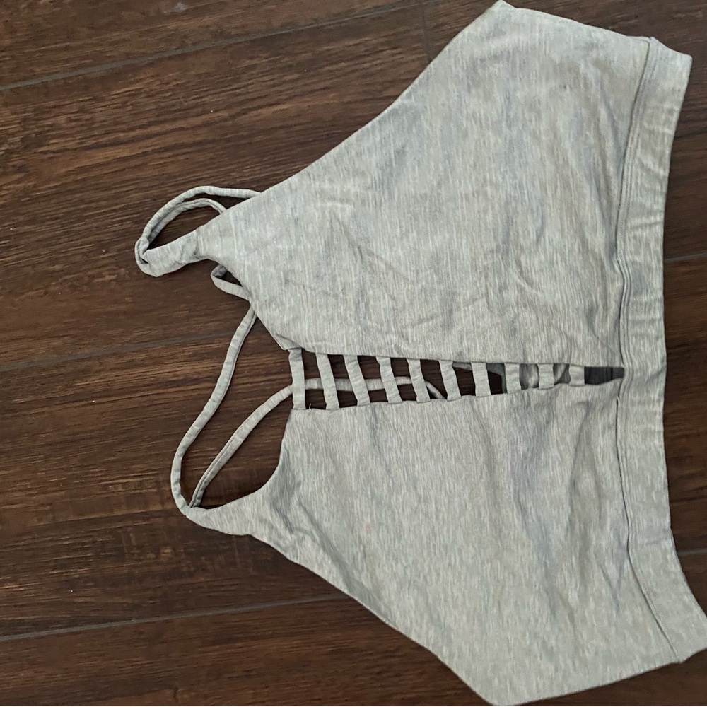 Gray Strappy Crop Top